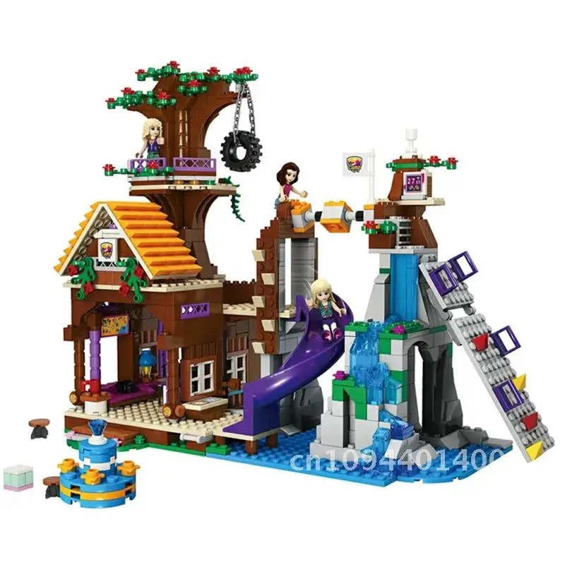 Adventure 872PCS Friends Camp Character Building Blocks Tree House Girl Bricks Toys For Children Christmas Gifts Kids Model