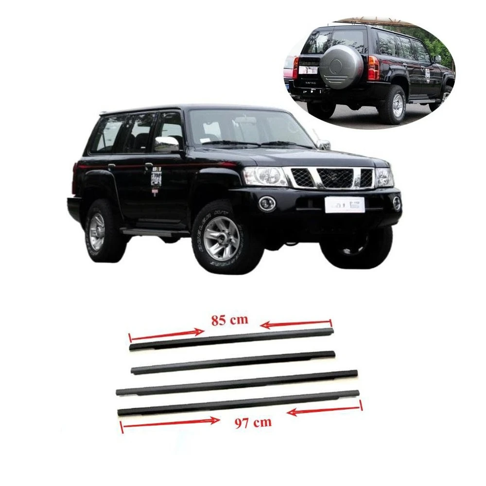

4 Pieces Black Moulding Window Door Belt Line for Nissan Patrol Y61 1995-2005 Protect Door Rubber Seal 82820-VB000