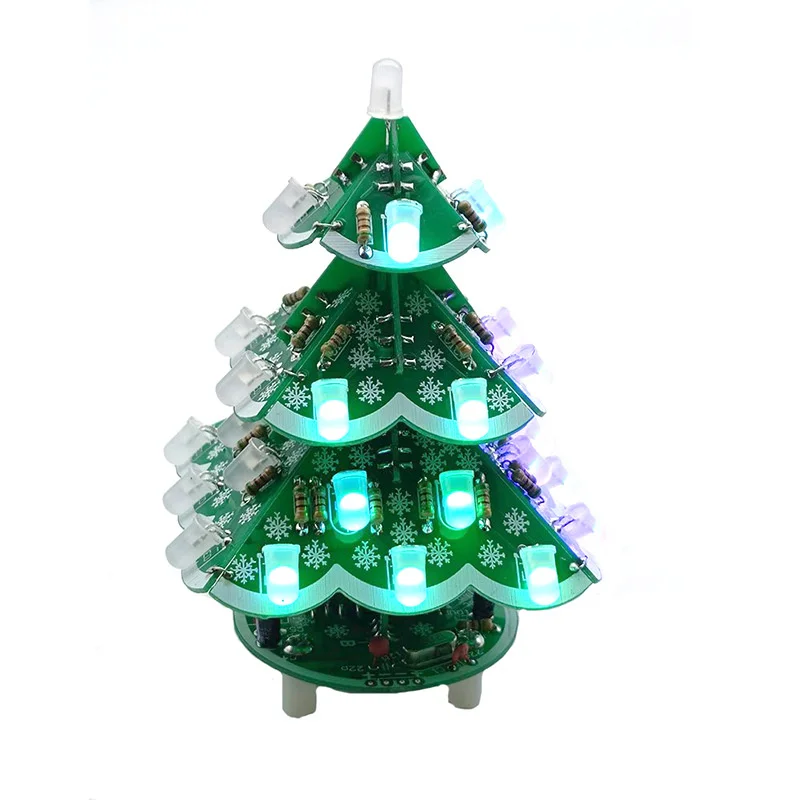 3D DIY Christmas Tree Kit with LED Flashing Lights Electronics Soldering Circuit Training Parts