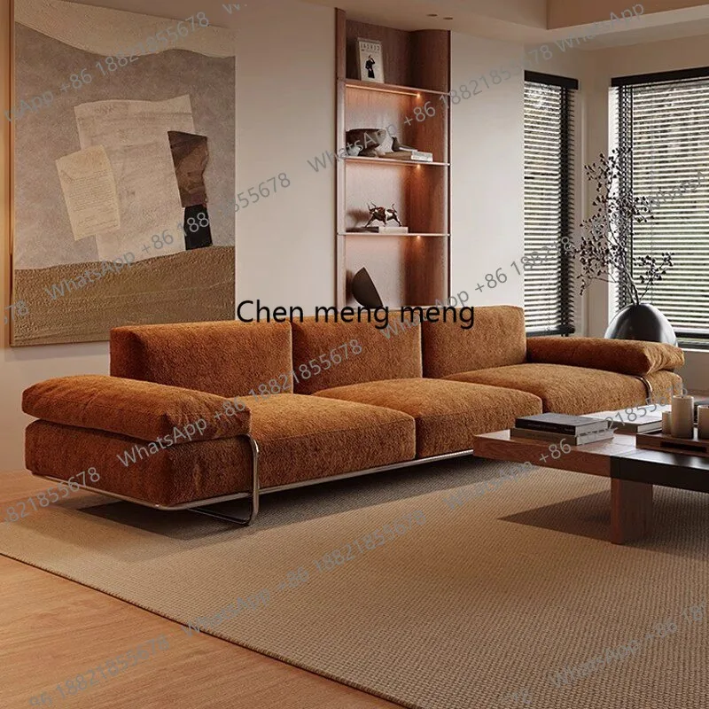 

Medieval sofa stainless steel retro wind straight row chenille fabric bed and breakfast hotel furniture