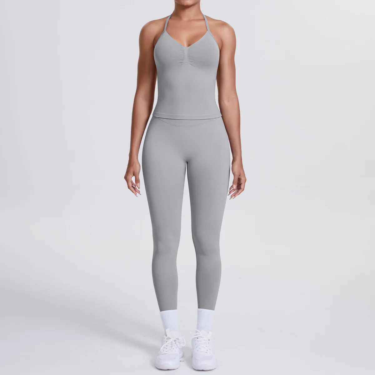 

MIML Seamless Solid Color Yoga Outfit Set with Beautiful Back Design Tight Running Fitness Sports Two-Piece Set for Exercise