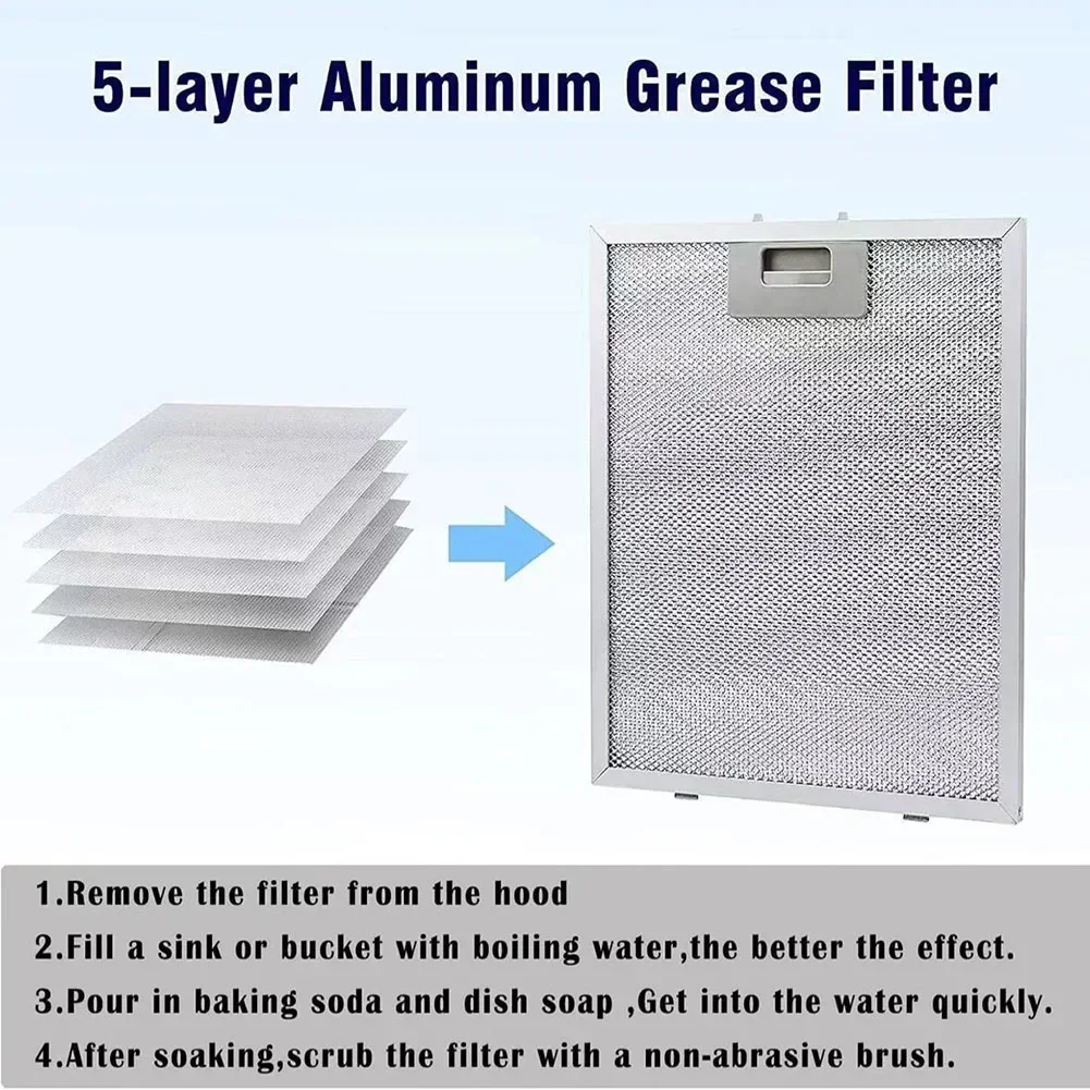 Grease Filter 305 X 267 X 9mm Silver Cooker Hood Filters Metal Mesh Extractor Vent Filter Aluminium Aspirator For Kitchen Tool