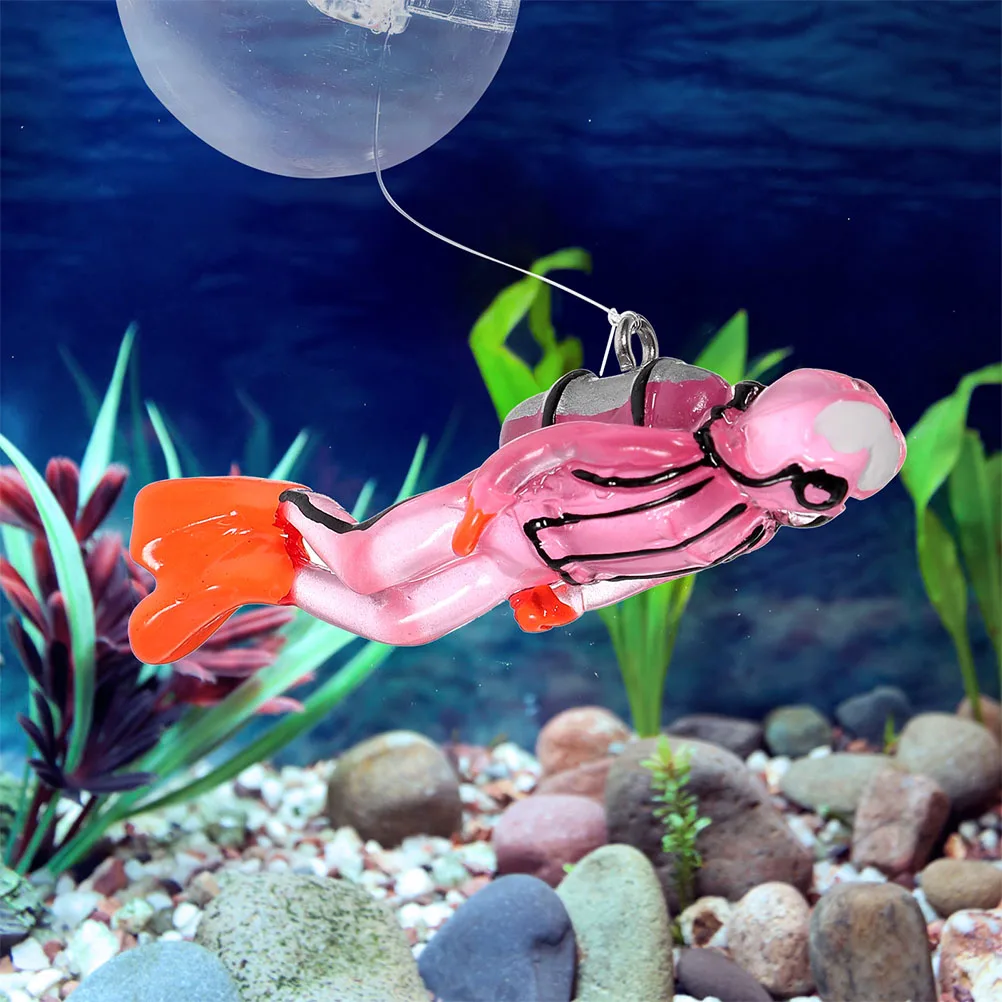 

2pcs Luminous Diver Ornaments Glow In The Dark Floating Fish Decorations Resin Aquarium Floating Miniature Diver Decor Betta