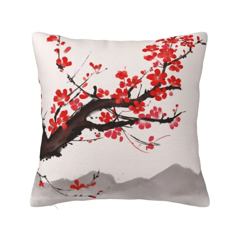 Cherry Blossom Japanese Cushion Covers Velvet Sakura Floral Flowers Throw Pillow Case for Sofa Car Pillowcase Bedroom Decoration