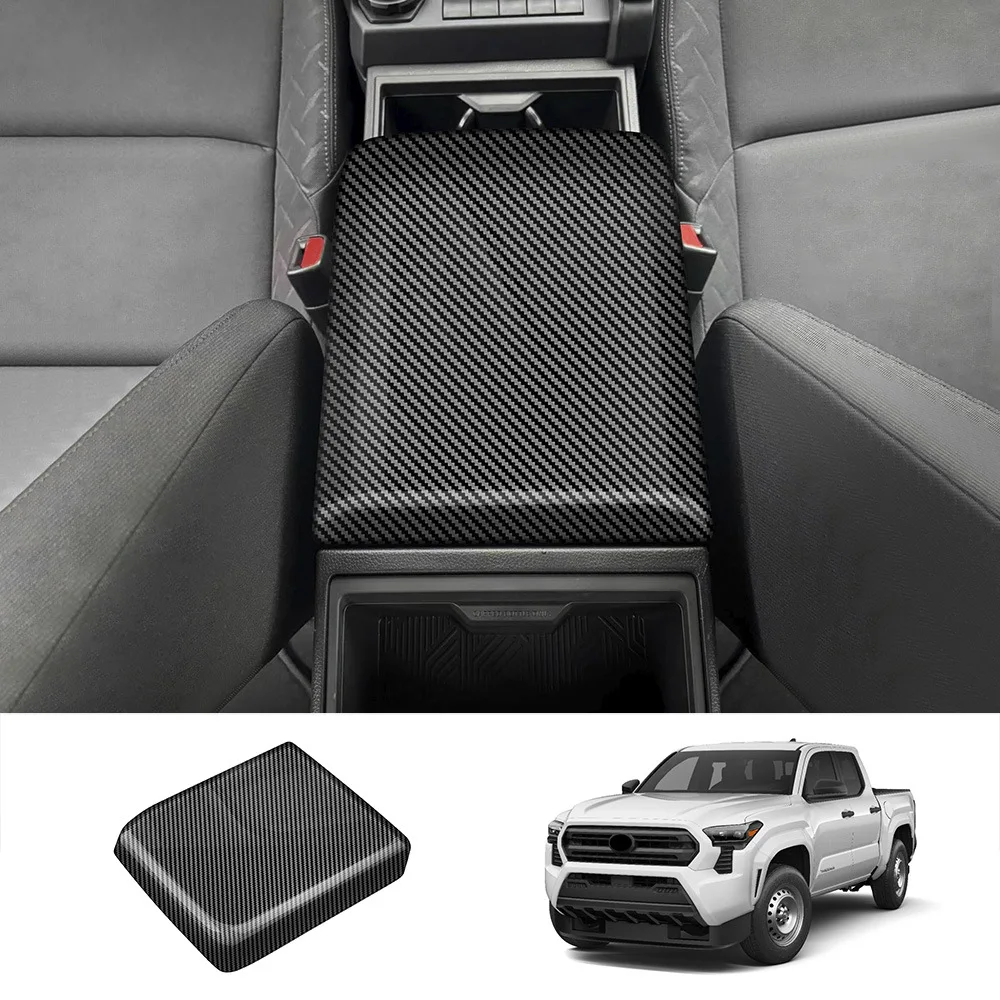 

For Toyota Tacoma 2024 Carbon Fiber Central Control Armrest Box Cover, Armrest Box Full Protective Cover Car Acessories