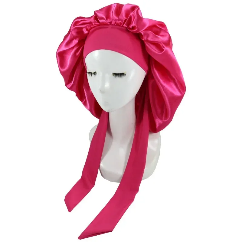 Women Satin Solid Sleeping Hat Night Sleep Cap Hair Care Bonnet Nightcap for Women Men Unisex Cap Bonnet Shower Turban