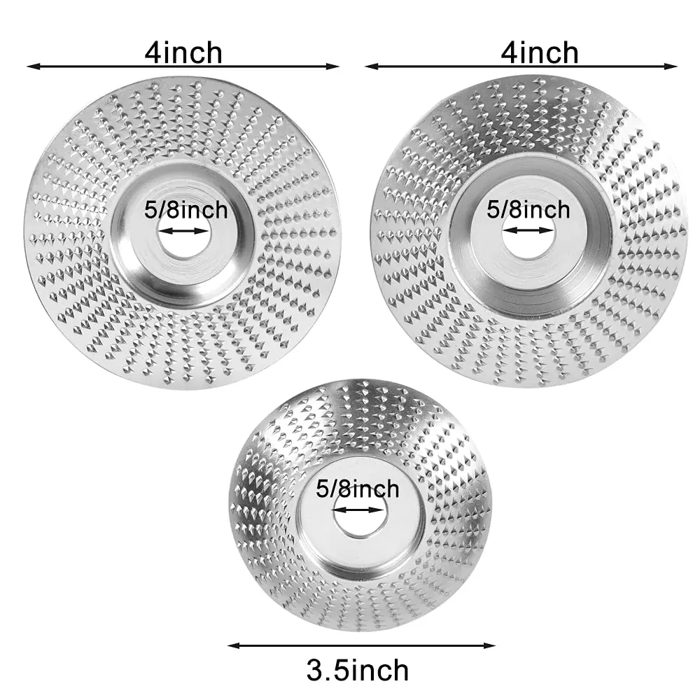 Disco per mola in carburo di tungsteno 3 pezzi 5/8 pollici smerigliatrice disco modellante modellatura piatta disco abrasivo alesaggio levigatura del legno strumento per intaglio