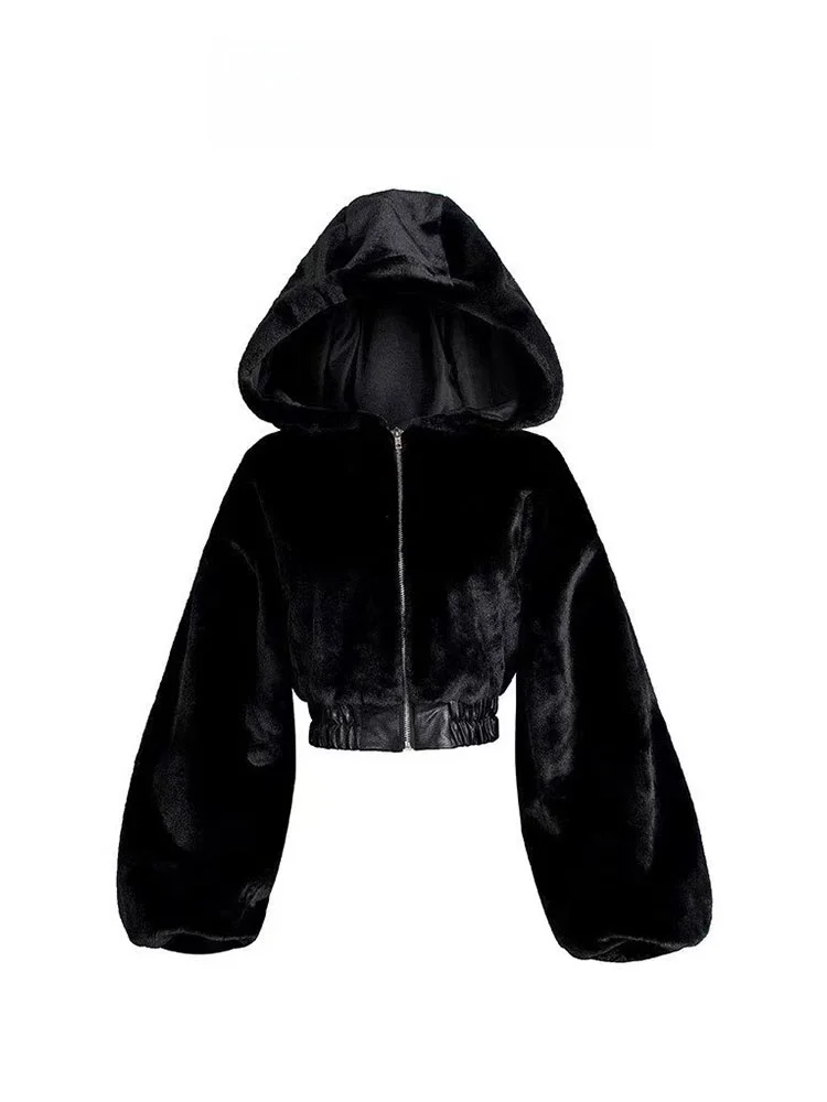 المرأة فو الأرنب الفراء اصطف مقنعين ort Jaet الشتاء Thiened تخفيف Sle حجم صغير ودية تنوعا رقيق أعلى