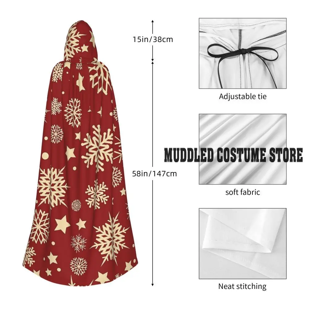 Weihnachten Schneeflocke Langer Kapuzenumhang Hexe Mittelalter Kostüm Cosplay Umhang Halloween Mantel Erwachsene Unisex