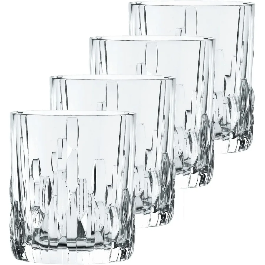 

Набор стаканов для виски серии Shu Fa из 4 прозрачных хрустальных стаканов для скотча, коктейлей или бурбонов, высотой 4 дюйма, емкостью 11 унций