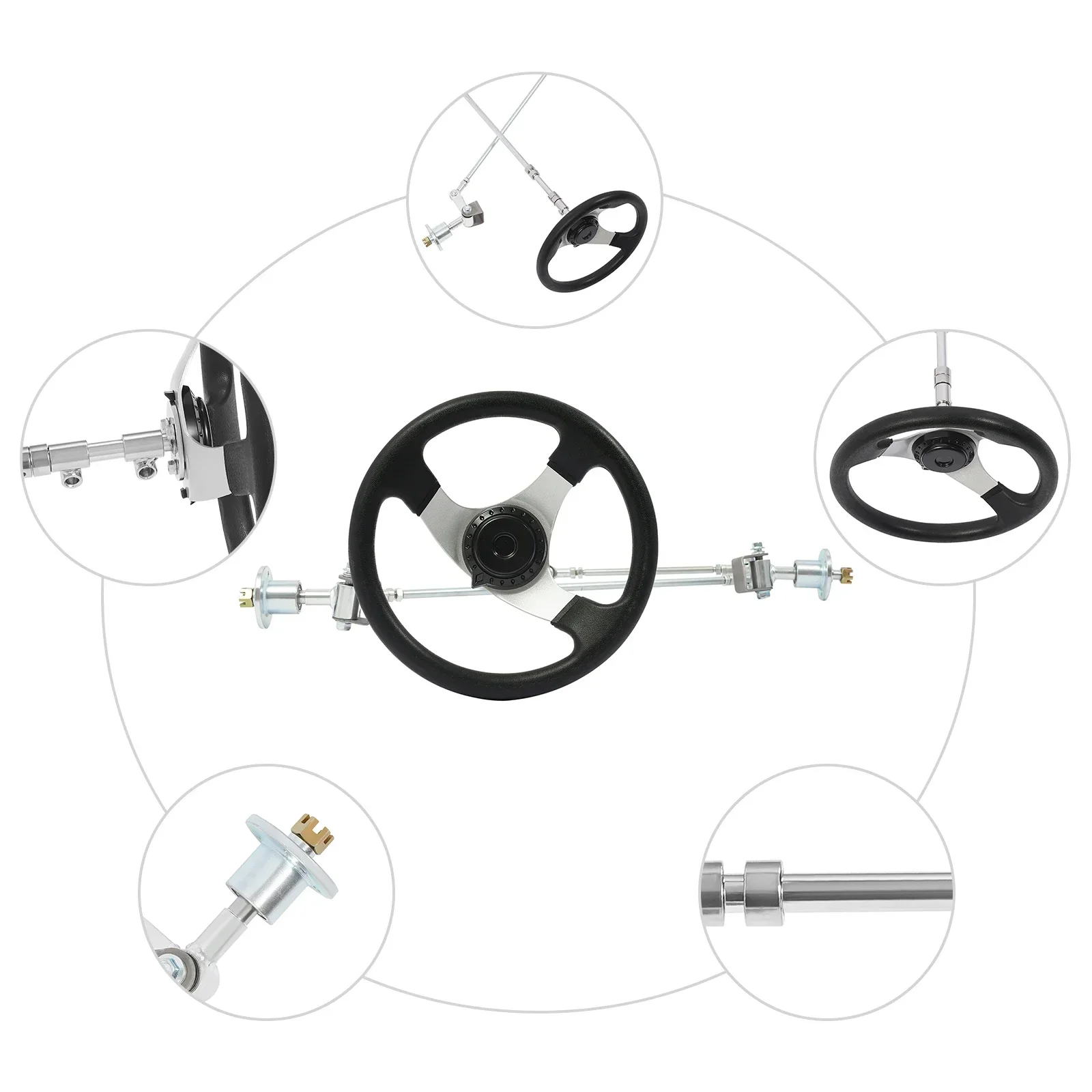 Steering Wheel Front Drive Assembly,Front Steering Modification Kit,  Front Steering Modification Kit fit 168cc GO KART UTV ATV
