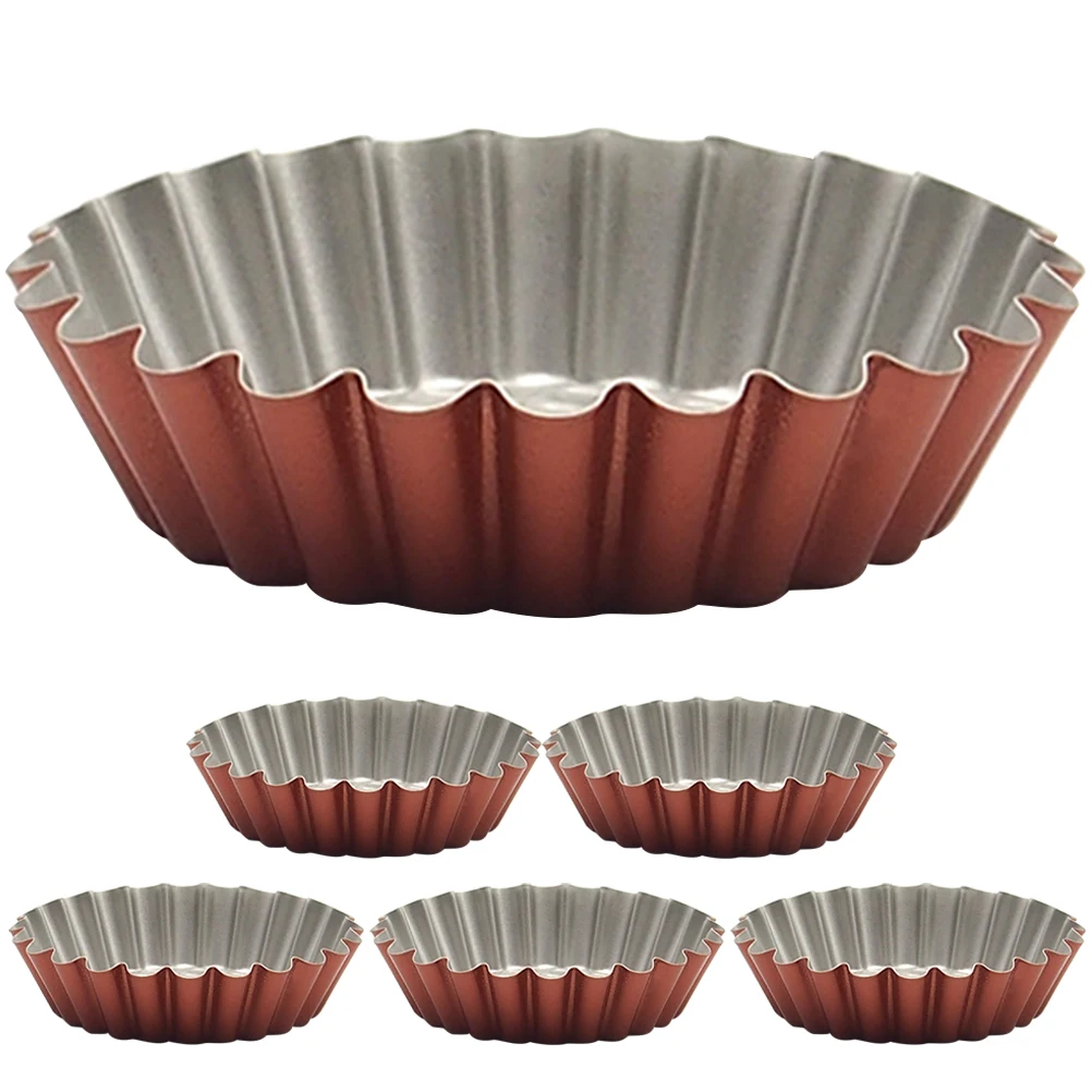 

6 Pcs Flower-shaped Egg Tart Mold Small Pie Pans Mini Molds for Baking Tartlet Carbon Steel