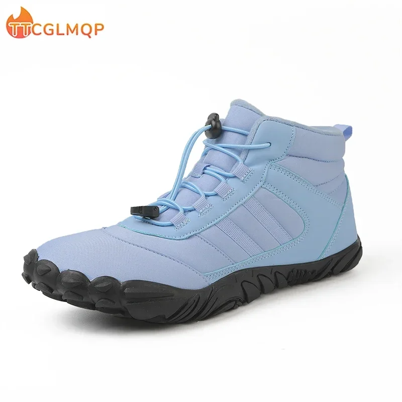 Nowe zimowe botki męskie śnieg boso buty na co dzień na zewnątrz wodoodporne buty robocze ciepłe futro męskie buty do kostki śniegowce Plus rozmiar
