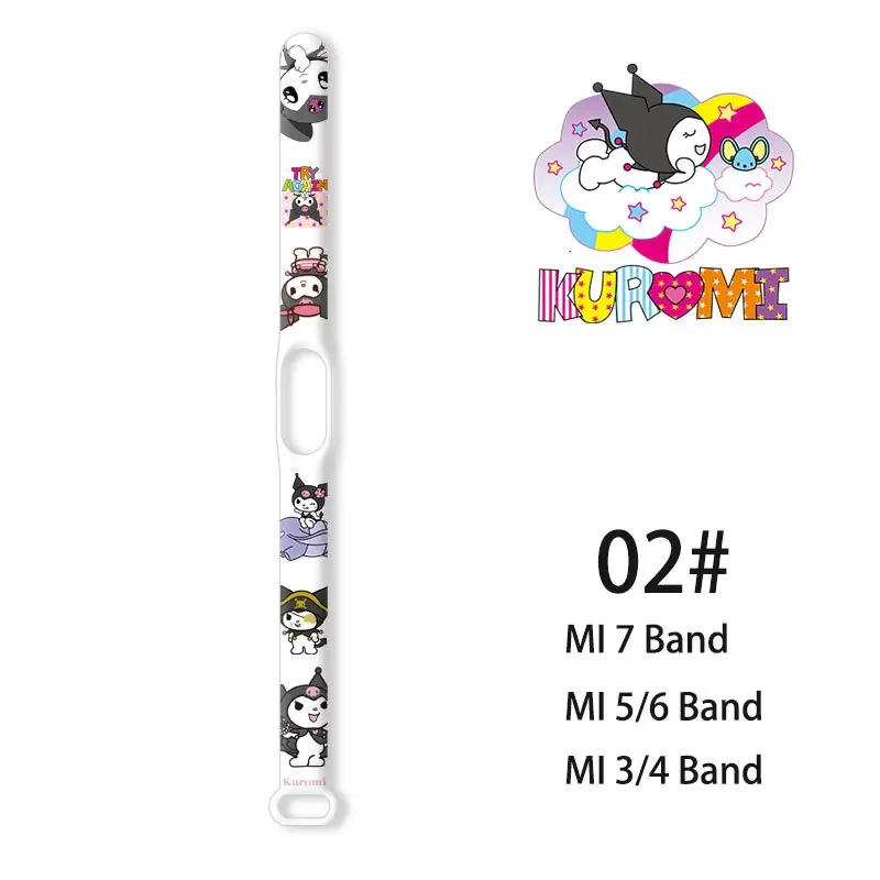 Sanrio Kuromi Girls Cartoon Strap per Xiaomi Mi Band 7 6 3 5 4 Kawaii Anime Cinnamoroll cinturino di ricambio braccialetto braccialetto