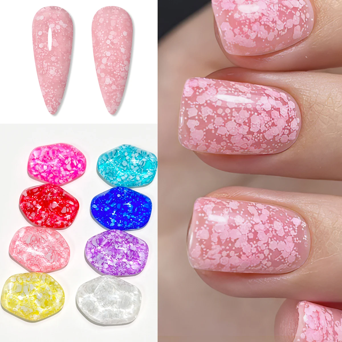 طلاء أظافر جل ندفة الثلج عبوة واحدة من Heimat Frisch، 7 مل لكل زجاجة، 0.24 أونصة. تتميز بريق تأثير ندفة الثلج الذي يمكن نقع #3