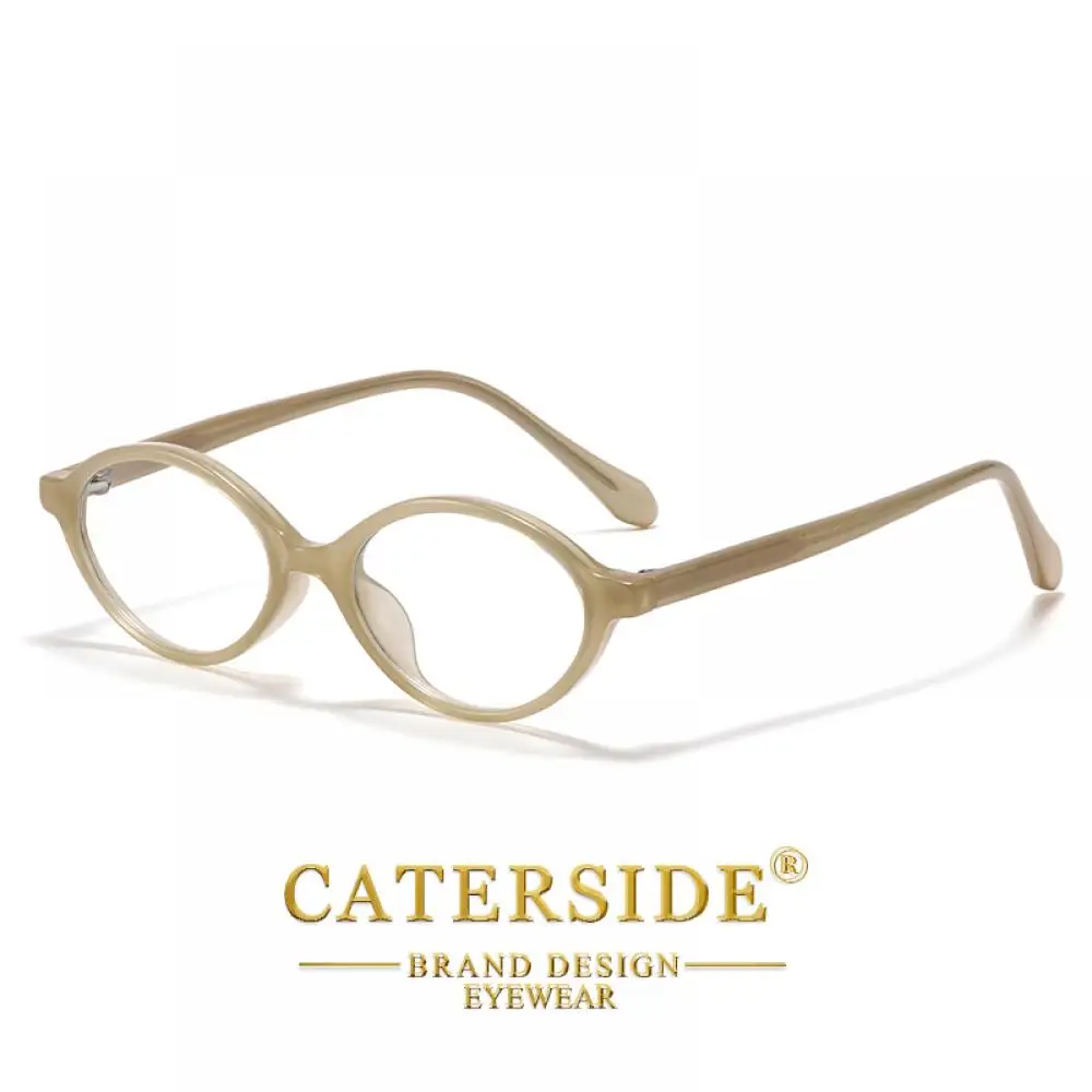 CATERSIDE Neue Retro Anti-Blaulicht-Brille für Damen und Herren, Tr-90 Ovaler Rahmen, Flache Gläser, Modische und Künstlerische Dekorationsbrille – Detail 8