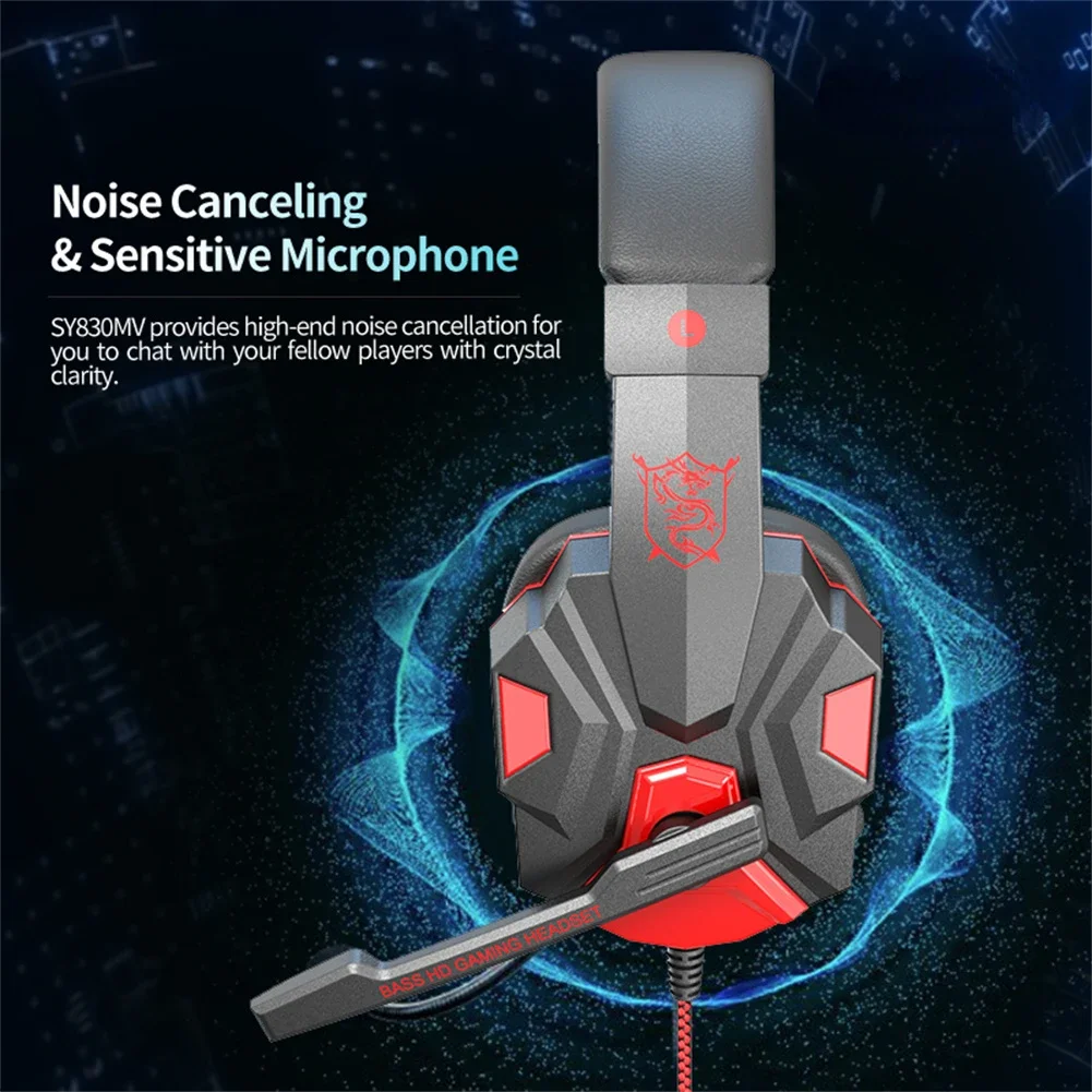 

With Cool LED Lighting Noise Canceling Stereo Headphones Over Ear Headphones For Cell Phone Computer Lapto Wired Headset