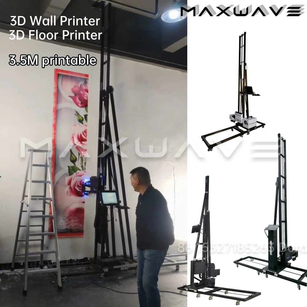 4 Meter UV Wall Printer directly Print on wall Glass Tiles Wood Metal 3D Vertical Wall Painting Printing Printermachine maxwave