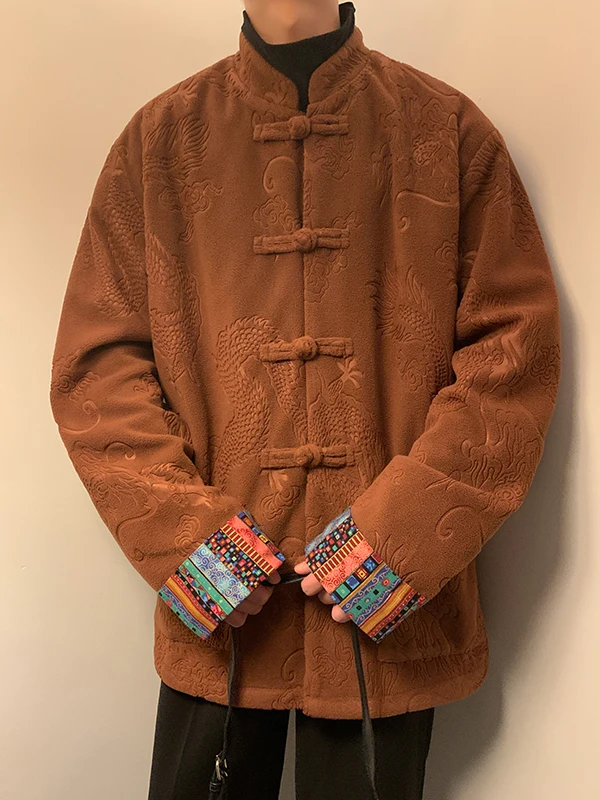 

Thiened осенне-зимний орлонский тюнет, мужской новый китайский сарафан с драконом в национальном стиле, костюм Тан, этнический свободный костюм Fce Jaet