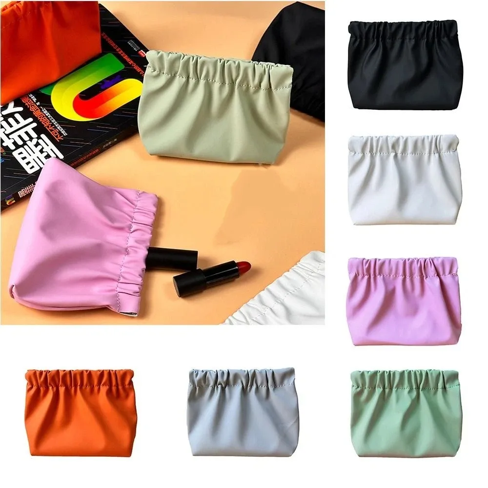 Creative Korean Style Leaf Spring Bag Solid Color Self-closing Small Item Bags Mini Cosmetic Bag Cosmetic Bag Travel