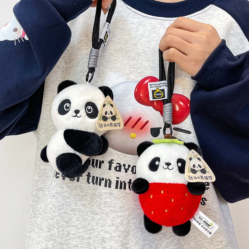 Cute Kawaii Panda Plush Keychain Soft Stuffed Panda Bag Charm Chinese Style Backpack Hanging Pendant Ornament Gift Girls Teens