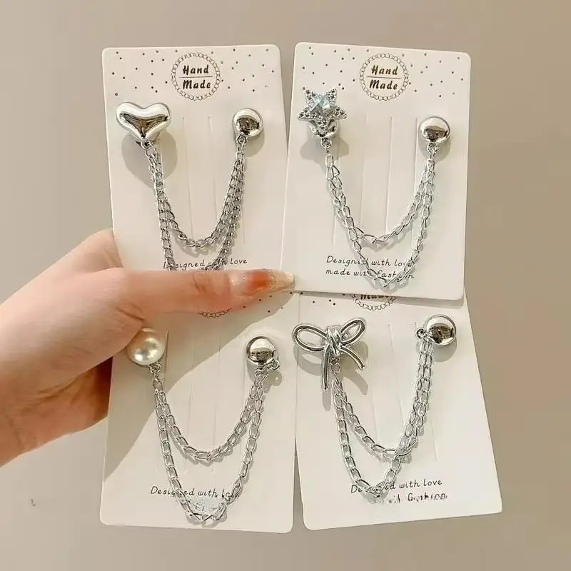 2Pcs Adjustable Chain Tassel Clothing Clips Multi-Function Trouser Hem Holders for Commuting And Outdoor Activities