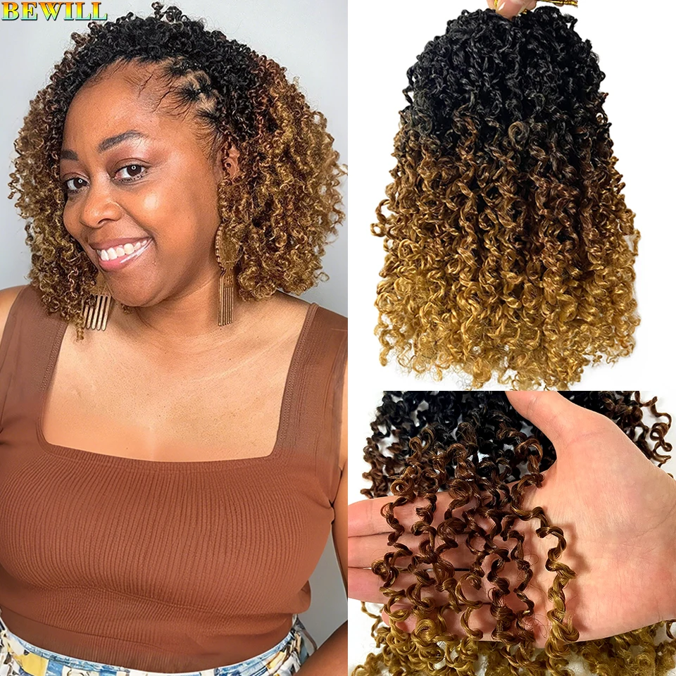 

8-дюймовые наращивание волос Yanky Twist, натуральный черный омбре, коричневый, имбирь, ошибка, предварительно скрученные, странные, мини-весенние, маленькие волосы