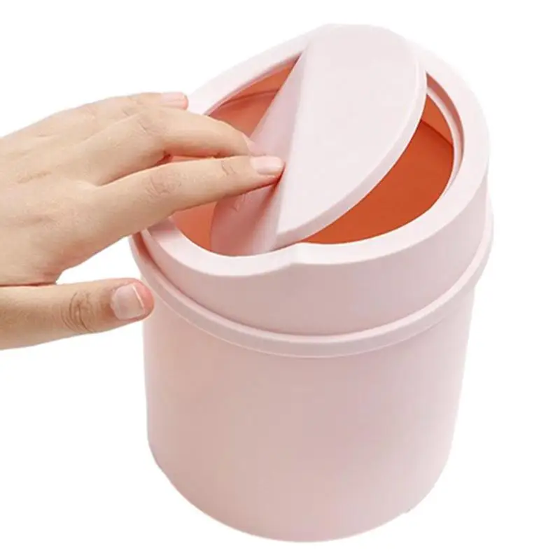 Mini Waste Bin with Lid Desktop Table Roll Swing Lid Waste Bin Small Trash Can Bedroom Office Desk Storage Box Home Supplies
