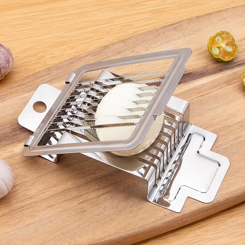Rebanador de huevos de acero inoxidable para el hogar, herramienta de cocina multifuncional para huevos conservadidos y huevos encurtidos