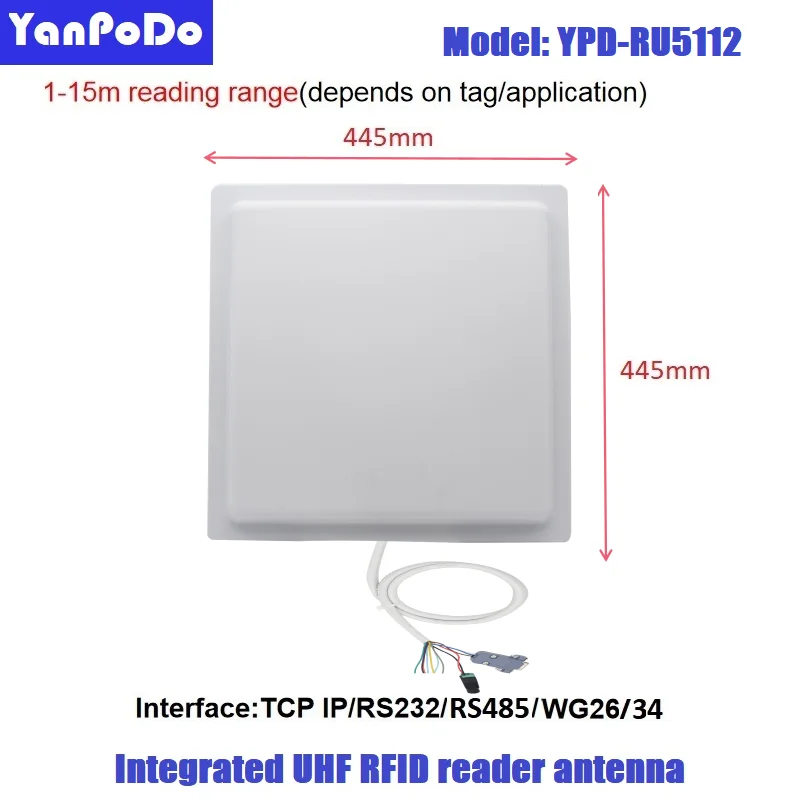 Yanpodo 15M Long Range UHF RFID Card Reader 12dBi Outdoor Antenna IP65 RS232 Wiegand26 TCP IP For Parking Vehicle Access Control