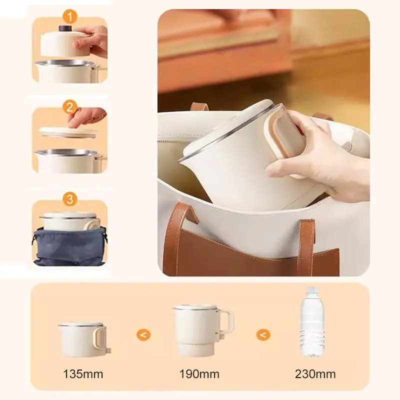 Portable electric kettle Multifunctional Electric Stew cup Noodle cooker large diameter stainless steel Insulation kettle Travel