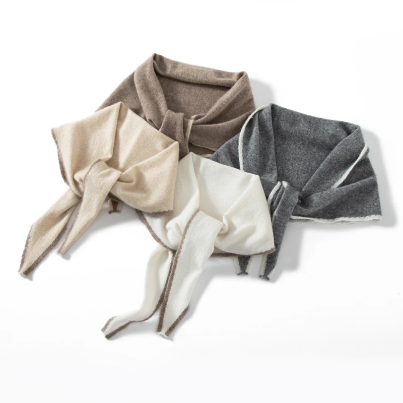 High Quality New Fashion Triangle Design Women 100% Cashmere Scarf Shawl Winter Knitted Keep Warm Neck Protection Adult Scarves
