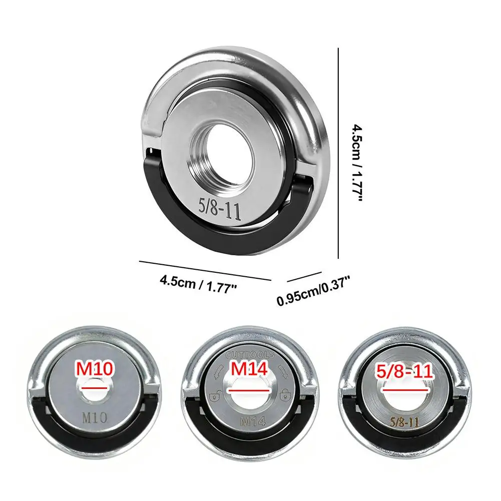 Angle Grinder M14 Quick-Change Pressure Plate Tool-Free Locking Nut  For Bosch Metabo Milwaukee Makita Dewalt