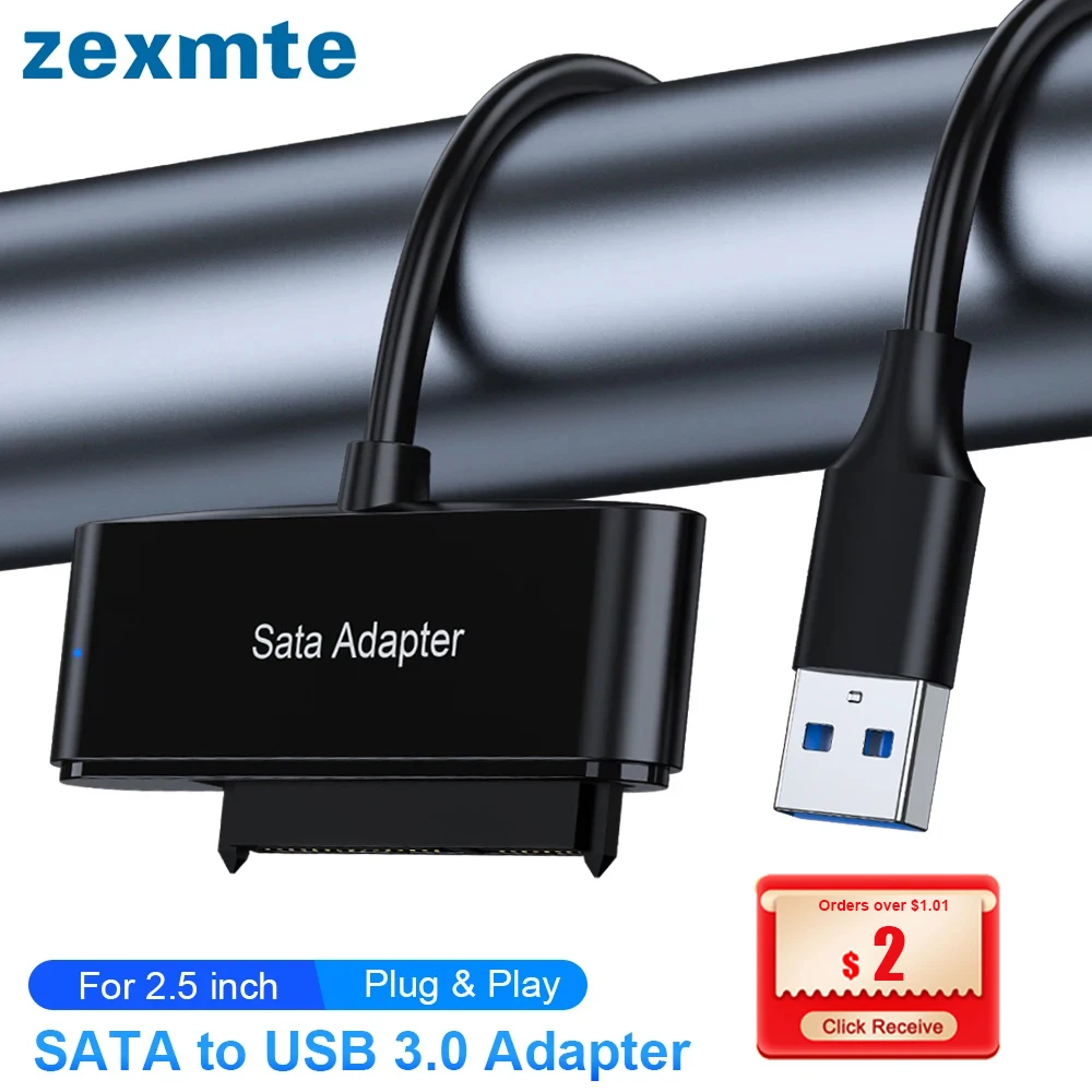 Zexmte 50cm SATA to USB 3.0/2.0 Adapter Converter Cable Up to 6 Gbps for 2.5'' External HDD SSD Hard Drive SATA3 22Pin adaptador