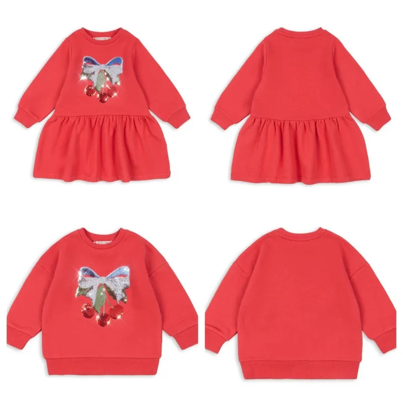 

Autumn Girls Casual Dresses Pearl Cherry Christmas Red Dress Baby Girl Set Hooded Sweatshirts Girls Sweatshirt Kids Hoodies