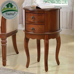 TieHo Solid Wood Small Table, Round Wooden Sofa Side Table, Living Room Bedside Cabinet, Nightstand,Coffee Table for Balcony