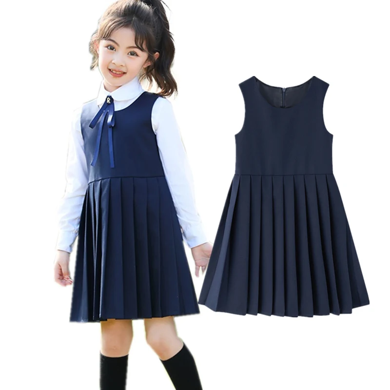 

Preppy Young Girls Blazer Dress Child School Occasion Costumes Elegant Girl Suit Formal Pleated vest Dresses 4 6 8 10 12 14 15