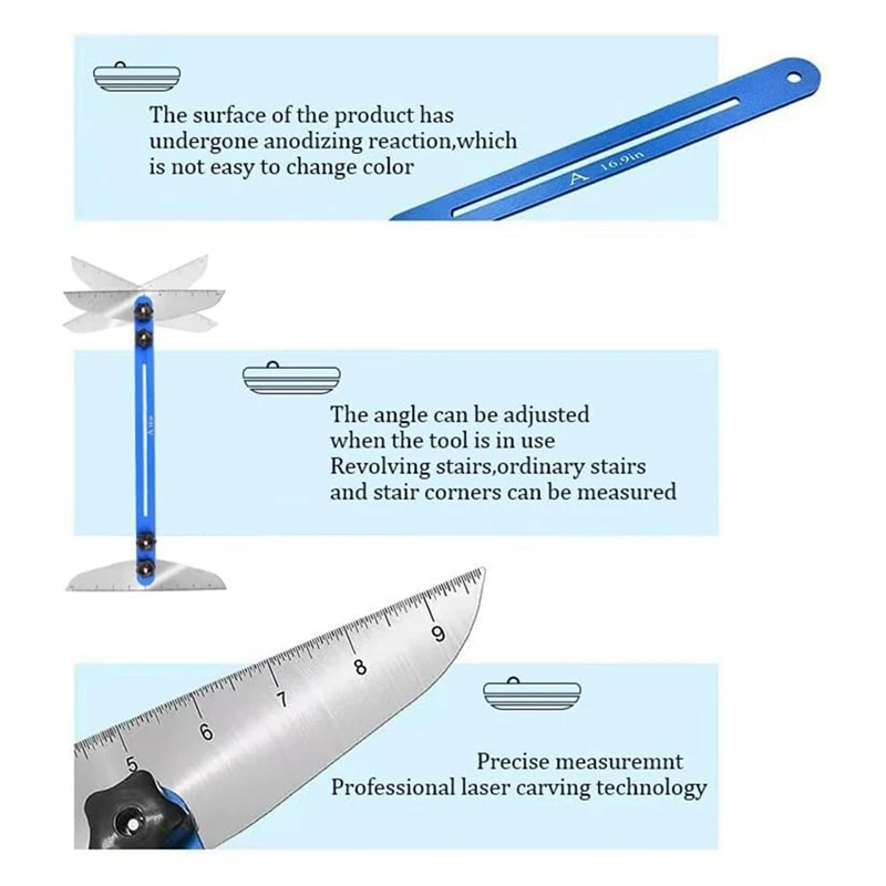 BEAU-Stair Treads Gauge Template Tool,Stair Jig, Measuring Stair Tool, Shelf Scribe Tool For Stairs, Cutting Drywall