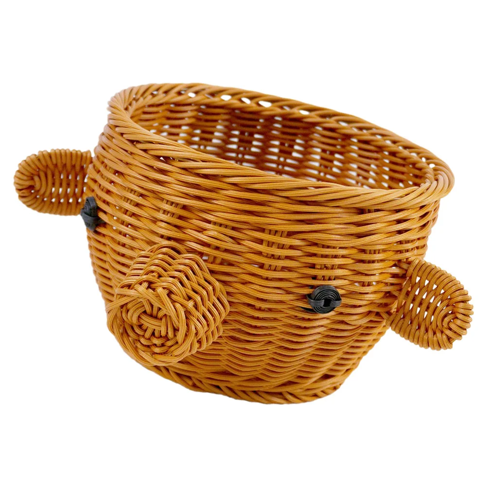 

Имитация ротанга, корзина для фруктов с головой свиньи, тканая корзина для хранения для дома, кухни, столешница, органайзер для фруктов, держатель из искусственного ротанга