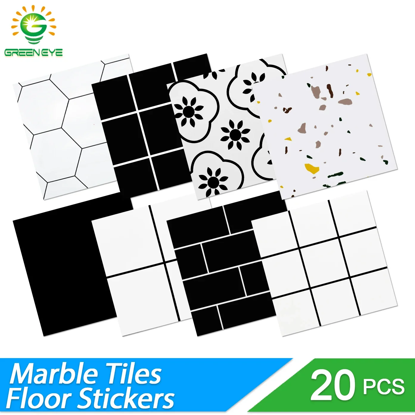 20pcs Wall Sticker Thick Self Adhesive Tiles Floor Stickers Marble Bathroom Ground waterproof Wallpapers PVC Bedroom 30*30cm