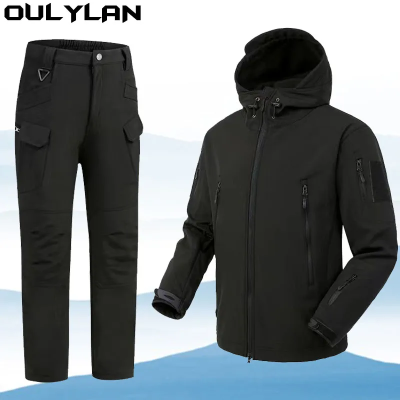 Imagem -03 - Oulylan-jaquetas Táticas Elásticas para Homens Ternos Impermeáveis Pesca Caminhadas Quentes Camping Conjunto de Fatos de Tática Capa S4xl Inverno Outono