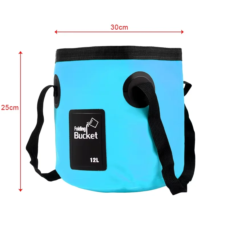 12L Folding Portable Multifunctional Waterproof Outdoor Travel Bucket Storage Container Camping Hiking Car Washing Bucket Camp