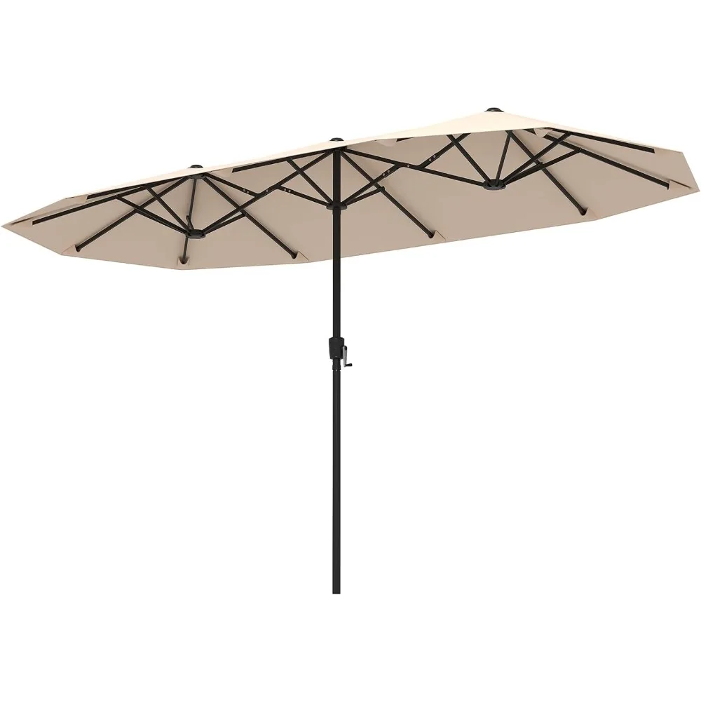 Tangkula 13 FT Large Patio Umbrella Outdoor Double-Sided Table Market Umbrella w/Crank Handle 12 Heavy-Duty Ribs Sun-Protective