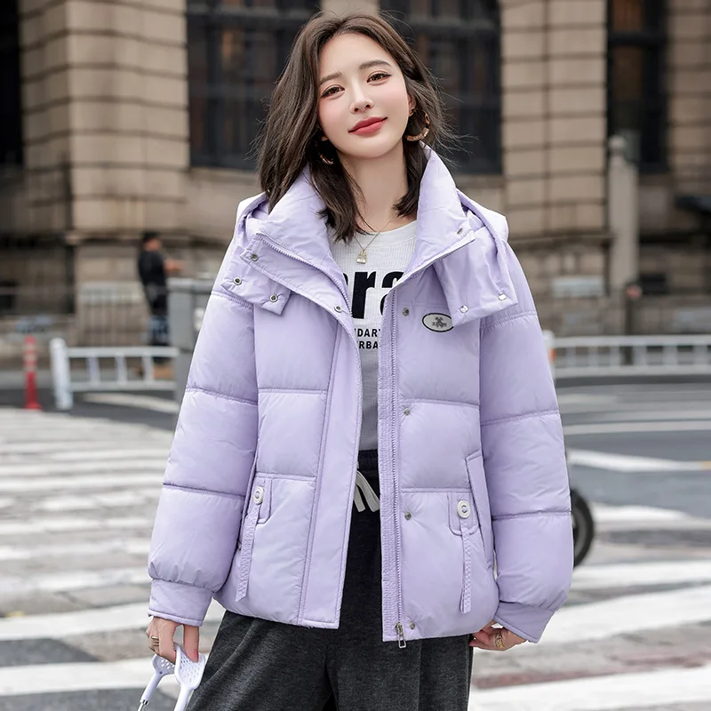 

Winter Jacket Women Parkas Pocket Fashion Loose Thicken Warm Hooded Coat Jackets Female Korean Bread Parka Down Cotton Coats