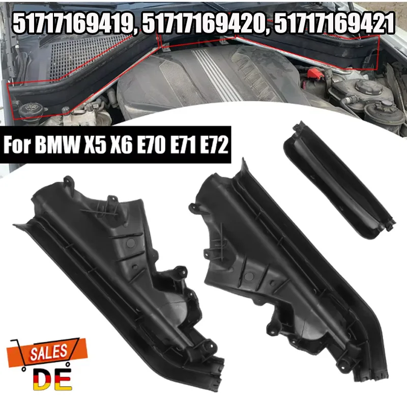 Image of Für BMW-Spezifisches & 3-teiliges Set Motorabdeckungen Hitzeschutz 51717169419 51717169420 51717169421 Für BMW X5 X6 E70 E71 E72 Auto Motorraum-Trennwand-Set Links Rechts 3-teilig