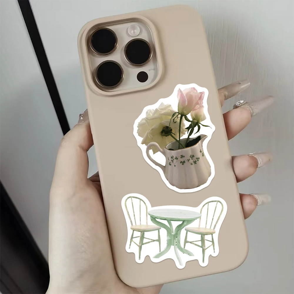 10/30/50/124개 한국 올리브 그린 인스 스타일 스티커 만화 감성 데칼 물병 노트북 전화기 스티커 장식