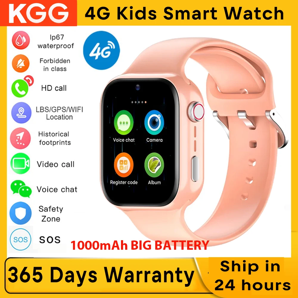 New 4G Kids Smart Phone Watch GPS Wifi LBS Location Camera SOS Call Voice Video Call Pedometer 1000mah Children Smart Watch