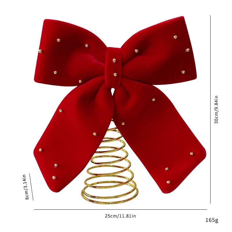 

Christmas Tree Top Velvet Bow Xmas Tree Toppers Star Velvet Bowknot Ornament Home Festival Party New Year Decoration