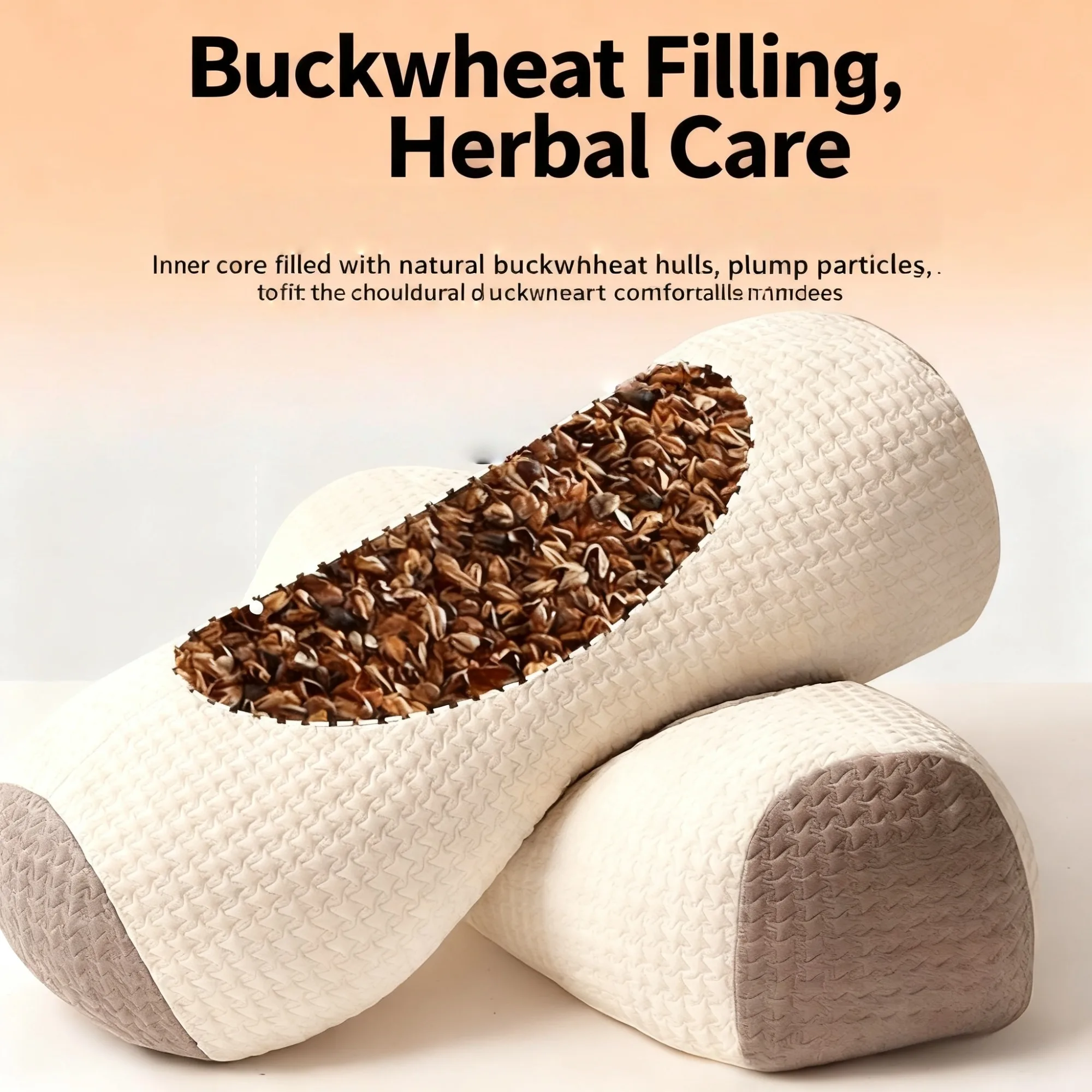Buckwheat Pillow, Ergonomic Design Adjustable Height Sleep Pillow, Breathable & Cool Bed Pillow with Neck & Head Support, Back Support Cushion, Removable Washable Pillowcase, Hypoallergenic Breathable Pillow Filled With Additive-Free Natural Buckwheat. M