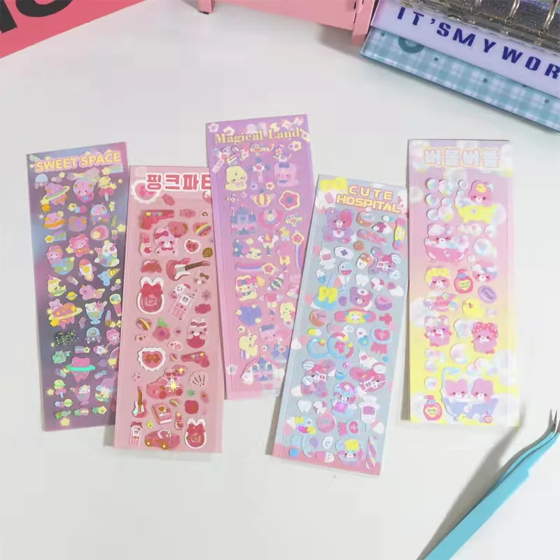 1sheet Cute Flowers Sticker Decorative Planner Diary Scrapbook Stickers Kawaii Stationery Supplies